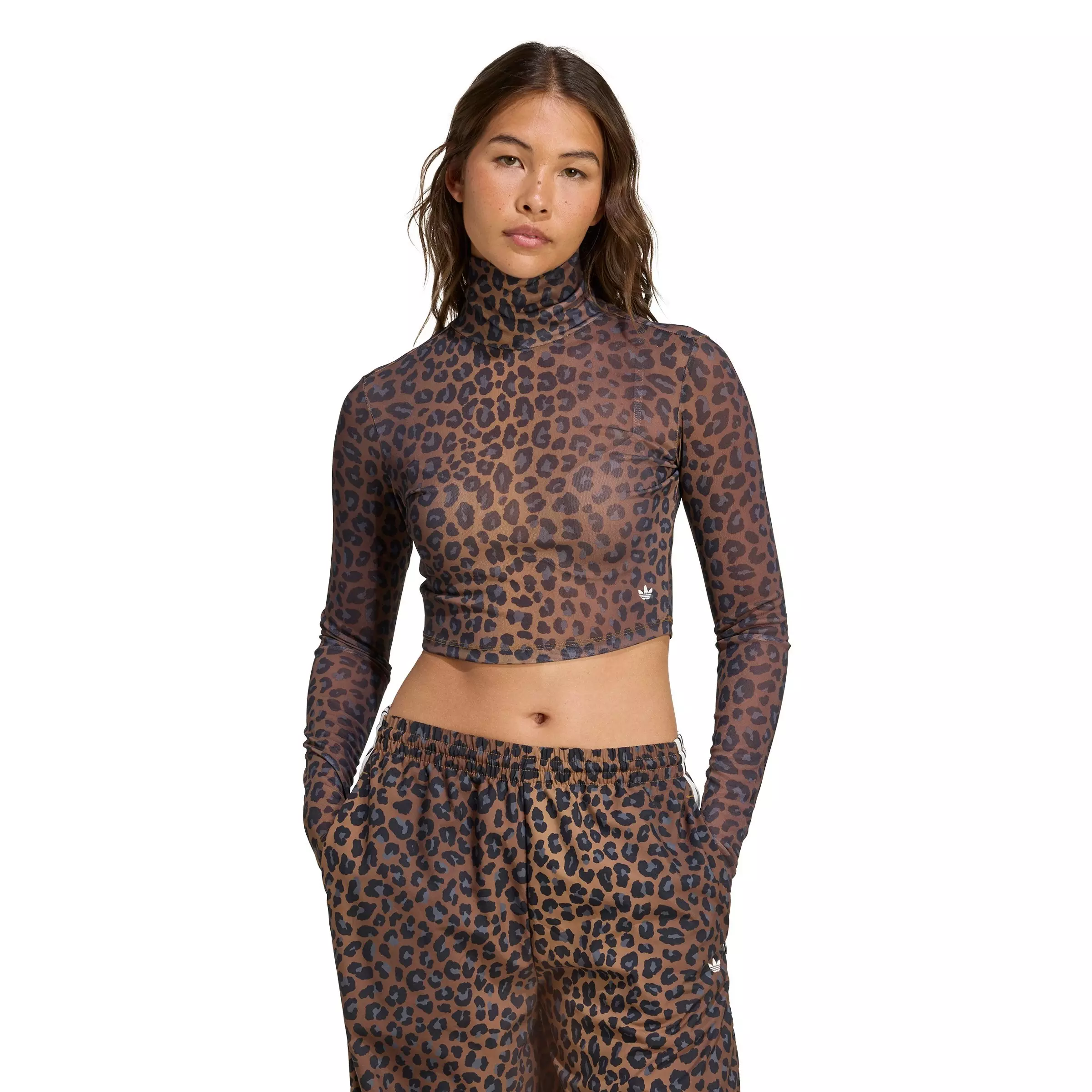 adidas Originals Leopard Long-Sleeve Crop Shirt | Hibbett
